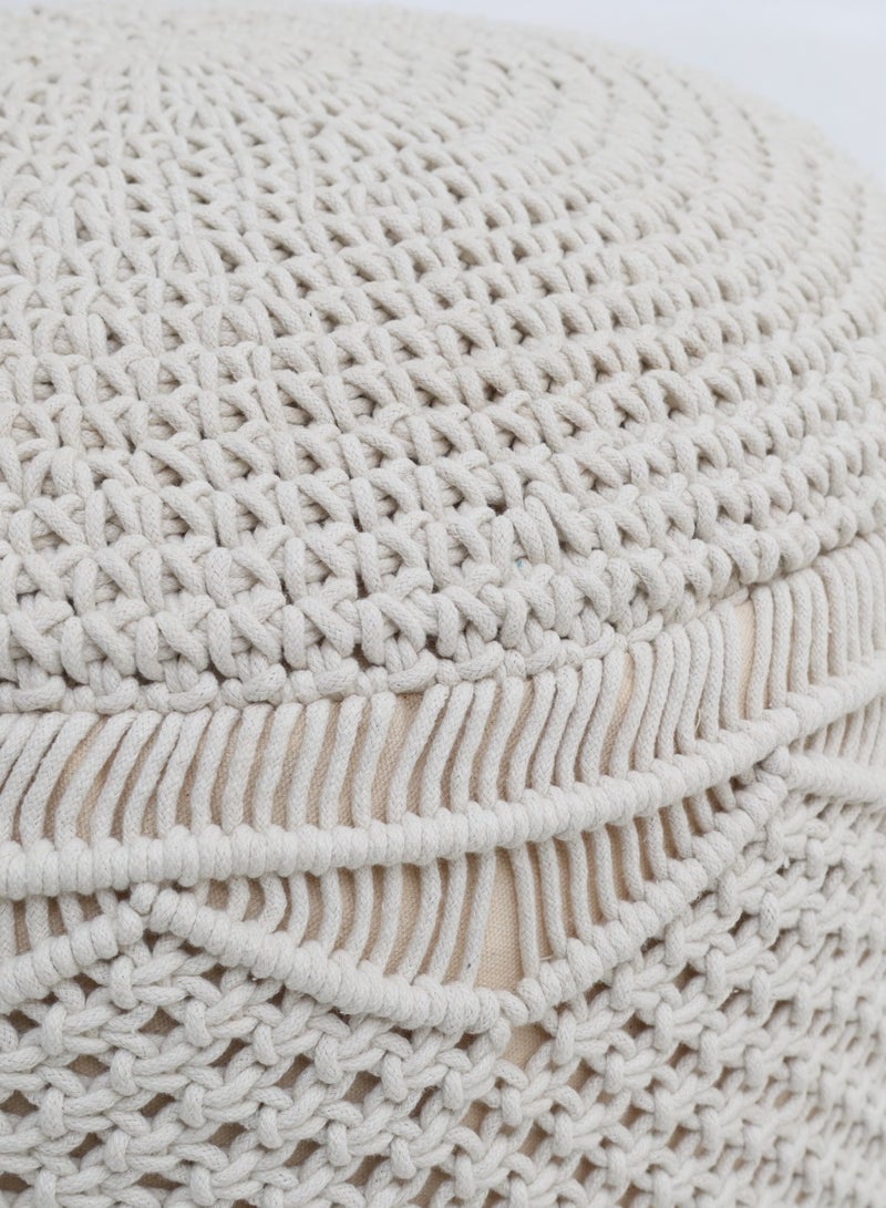 رمشة وسادة أرضية بيضاء طبيعية مزخرفة لغرفة المعيشة – PF-160 (50x50x30 سم) - Image 3