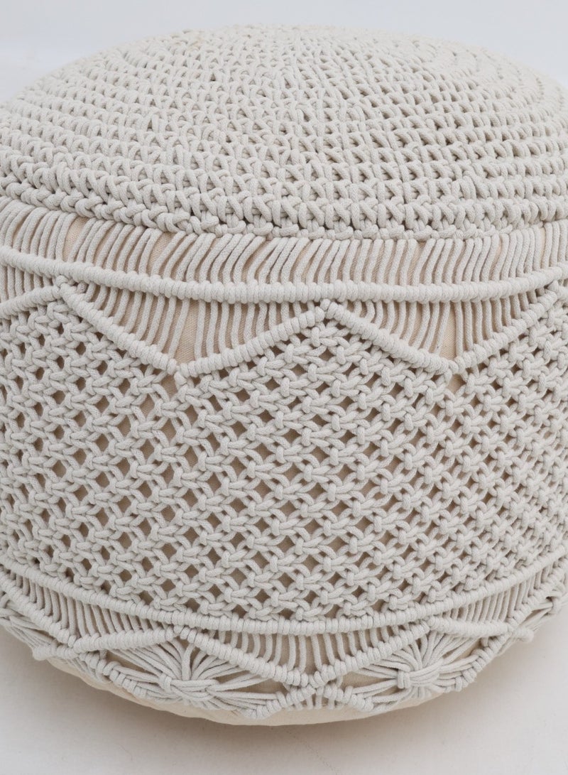 رمشة وسادة أرضية بيضاء طبيعية مزخرفة لغرفة المعيشة – PF-160 (50x50x30 سم) - Image 2