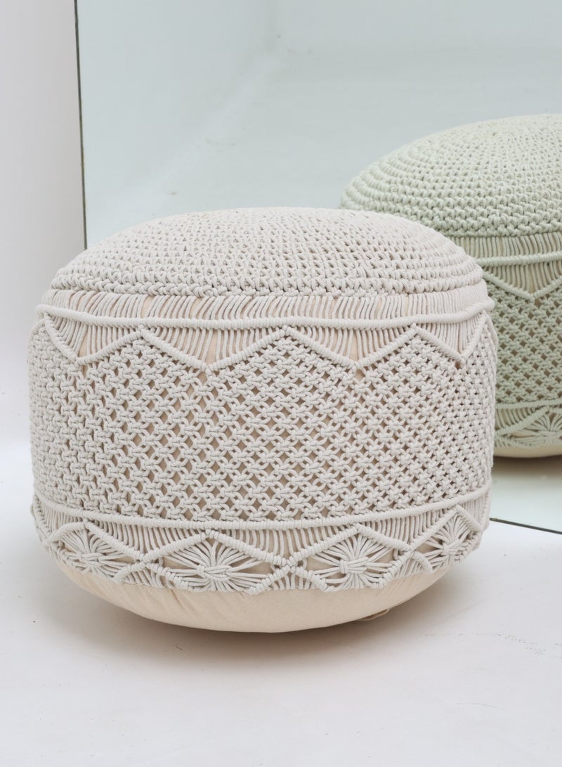 رمشة وسادة أرضية بيضاء طبيعية مزخرفة لغرفة المعيشة – PF-160 (50x50x30 سم) - Image 1