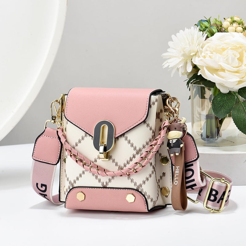 Xiaoyu Small Crossbody Bags for Women Fashion Cell Phone Purse Shoulder Handbags with Wide Strap (Pink) - Image 3