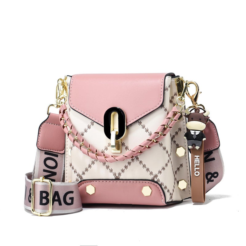 Xiaoyu Small Crossbody Bags for Women Fashion Cell Phone Purse Shoulder Handbags with Wide Strap (Pink) - Image 1