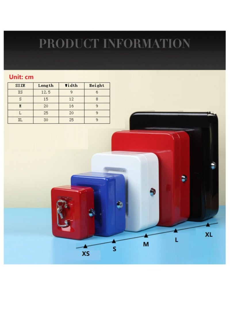 Bluejw صندوق نقدي كبير من الصلب مع صينية وقفل صندوق أموال محمول متين للفواتير والمجوهرات والإيصالات والعملات الزرقاء - Image 4