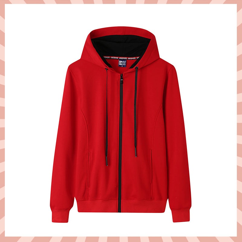Cotton Hooded Contrast Color Zipper Sweatshirt Custom Work Clothes Printed LOGO Party Clothes DIY Custom Class Clothes Coat Orange - Image 3