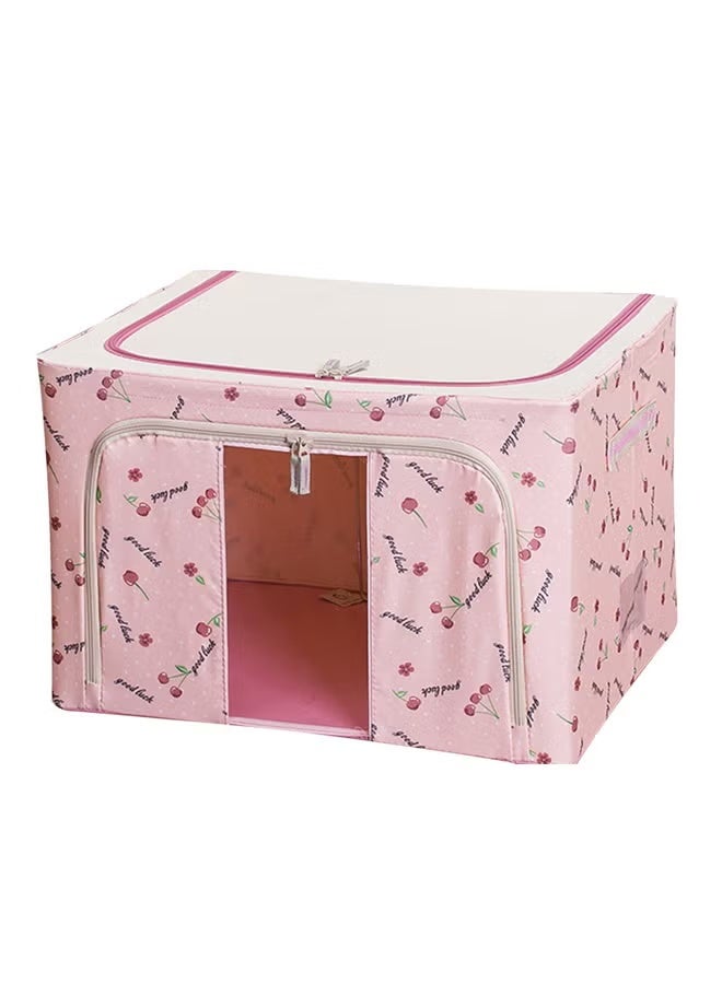 Cloth Frame Folding Storage Box Pink Cherry 20x30x10cm - Image 1