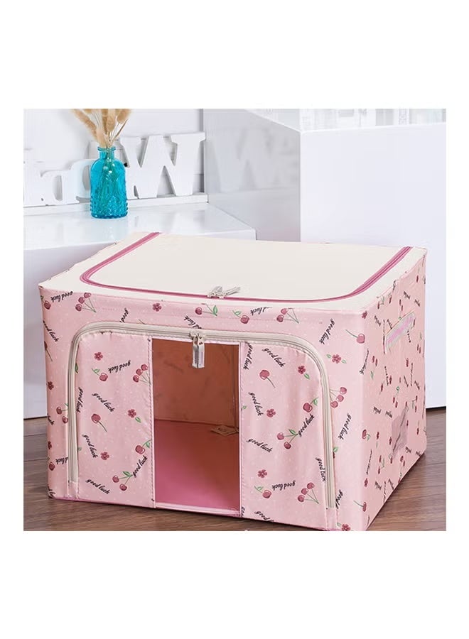 Cloth Frame Folding Storage Box Pink Cherry 20x30x10cm - Image 3