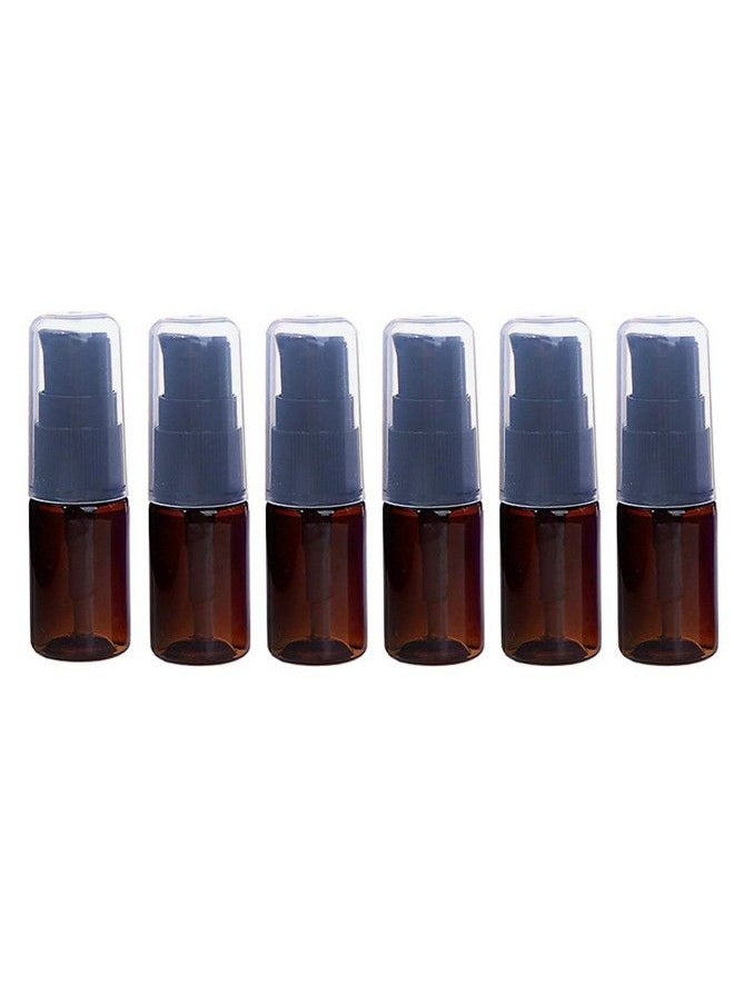 Happyupcity - 6Pcs 10Ml/0.3Oz Travel Bottle Set Empty Refillable Liquid Lotion Cream Shampoo Serums Pressed Pump Containers Dispenser With Cap Cosmetic Makeup Sample Packing (Brown) - Image 1