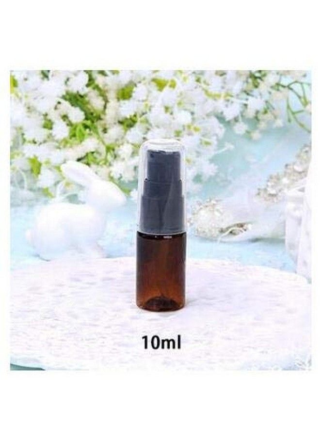 Happyupcity - 6Pcs 10Ml/0.3Oz Travel Bottle Set Empty Refillable Liquid Lotion Cream Shampoo Serums Pressed Pump Containers Dispenser With Cap Cosmetic Makeup Sample Packing (Brown) - Image 1