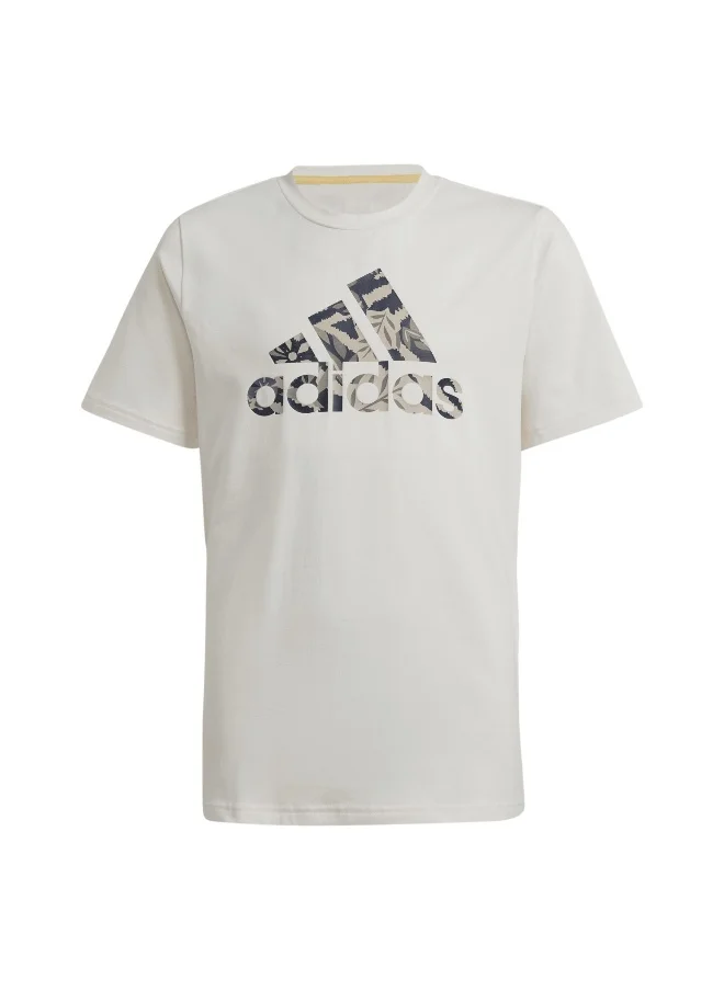اديداس adidas J Dy Lk T Beige Training T-Shirts 7-8Y