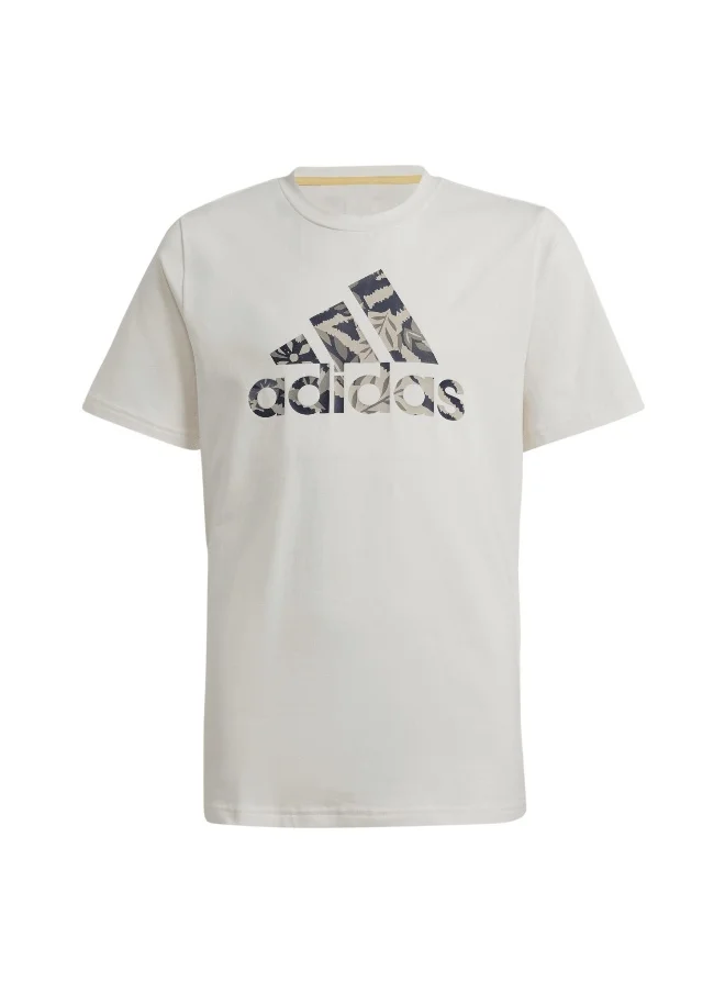 اديداس adidas J Dy Lk T Beige Training T-Shirts 7-8Y