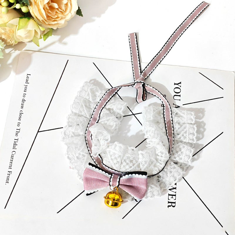 Pet Saliva Towel Cat Bib Bib Cat Dog Decorative Scarf Cute Lace Bow Scarf Dog Collar - Image 1