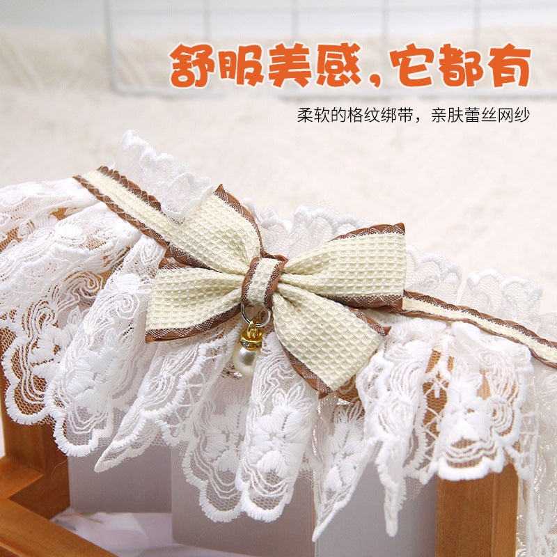 Pet Saliva Towel Cat Bib Bib Cat Dog Decorative Scarf Cute Lace Bow Scarf Dog Collar - Image 5