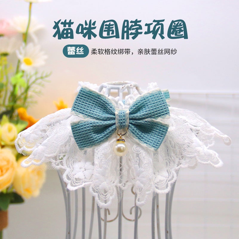 Pet Saliva Towel Cat Bib Bib Cat Dog Decorative Scarf Cute Lace Bow Scarf Dog Collar - Image 2