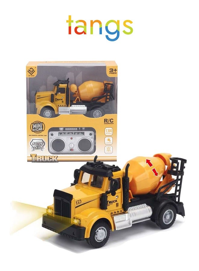 tangs Alloy Body 2.4GHz RC Cement Mixer Truck - 1:64 Scale Die-Cast Construction Toy with Spin-to-Mix Drum, LED Lights, Remote Control for Kids 3+ - Image 1