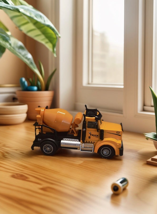 tangs Alloy Body 2.4GHz RC Cement Mixer Truck - 1:64 Scale Die-Cast Construction Toy with Spin-to-Mix Drum, LED Lights, Remote Control for Kids 3+ - Image 3