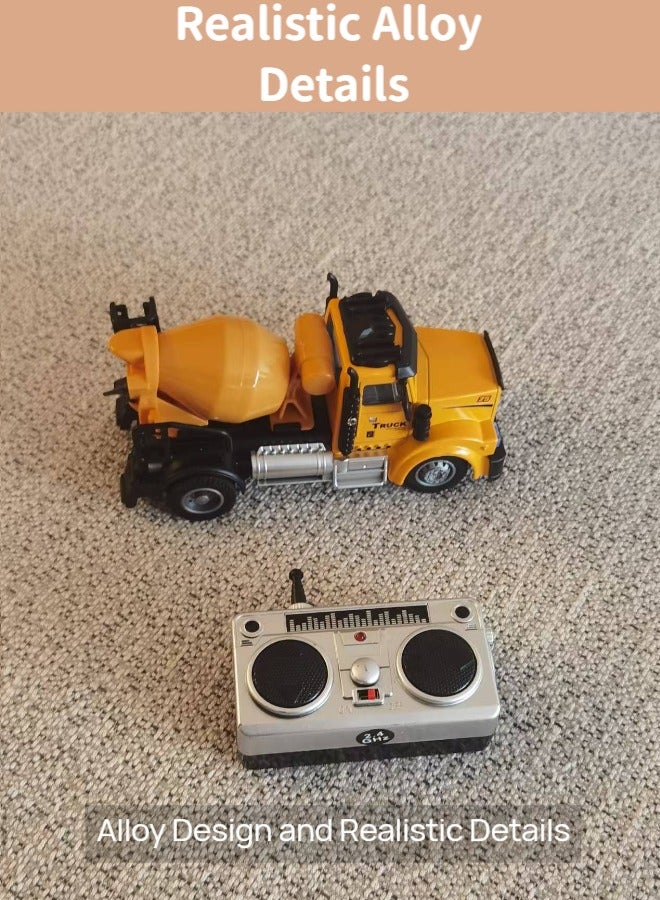 tangs Alloy Body 2.4GHz RC Cement Mixer Truck - 1:64 Scale Die-Cast Construction Toy with Spin-to-Mix Drum, LED Lights, Remote Control for Kids 3+ - Image 4