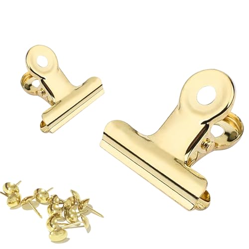 YUCHIYA Bulldog Gold Clips with Hole - Strong Spring Metal Binder Clips, Small, 31 mm - Image 1
