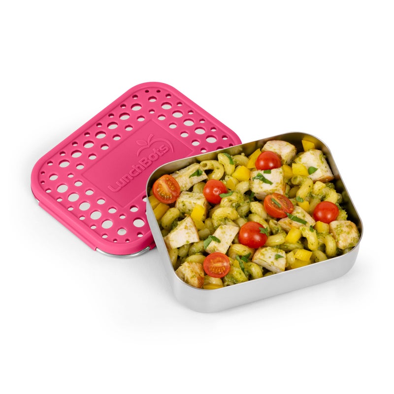 LunchBots Medium Uno Stainless Steel Sandwich Container - Open Design for Wraps - Salads or a Small Meal - Eco-Friendly - Dishwasher Safe and BPA-Free - Green Dots - Image 2