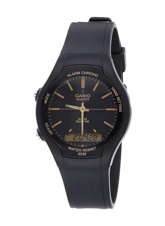 كاسيو ساعة كاجوال من كاسيو بعرض تناظري-رقمي للأولاد AW-90H-9EV، حزام أسود - Image 1