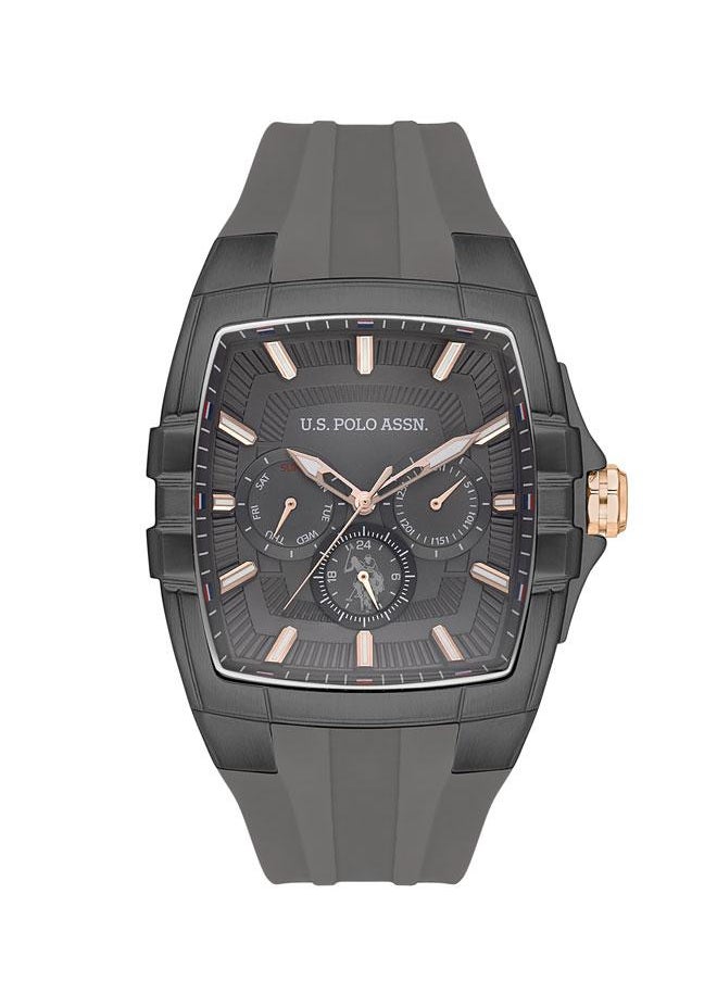 U.S. Polo Assn. U.S. Polo Assn. Crossing 41x53mm Grey Dial Watch with Rose Gold Accents and Silicone Strap - USPA1093-03, Bold & Functional Style  - Image 1