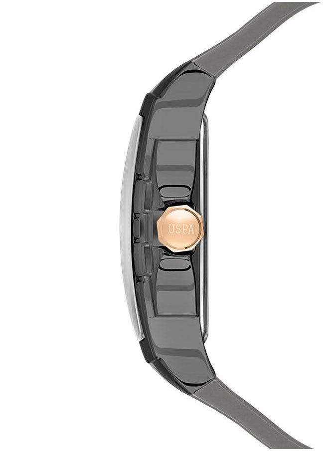 U.S. Polo Assn. U.S. Polo Assn. Crossing 41x53mm Grey Dial Watch with Rose Gold Accents and Silicone Strap - USPA1093-03, Bold & Functional Style  - Image 2