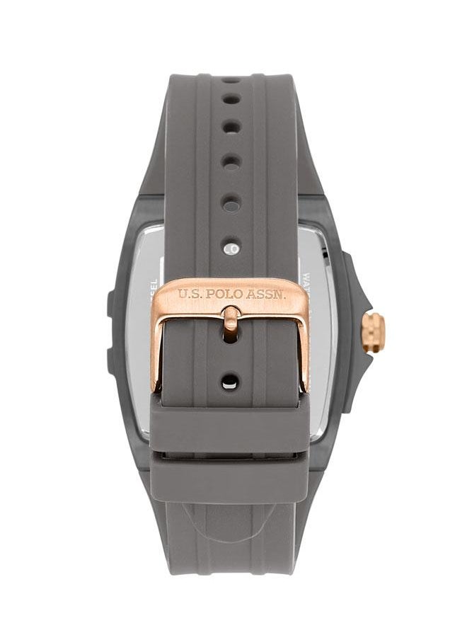 U.S. Polo Assn. U.S. Polo Assn. Crossing 41x53mm Grey Dial Watch with Rose Gold Accents and Silicone Strap - USPA1093-03, Bold & Functional Style  - Image 3