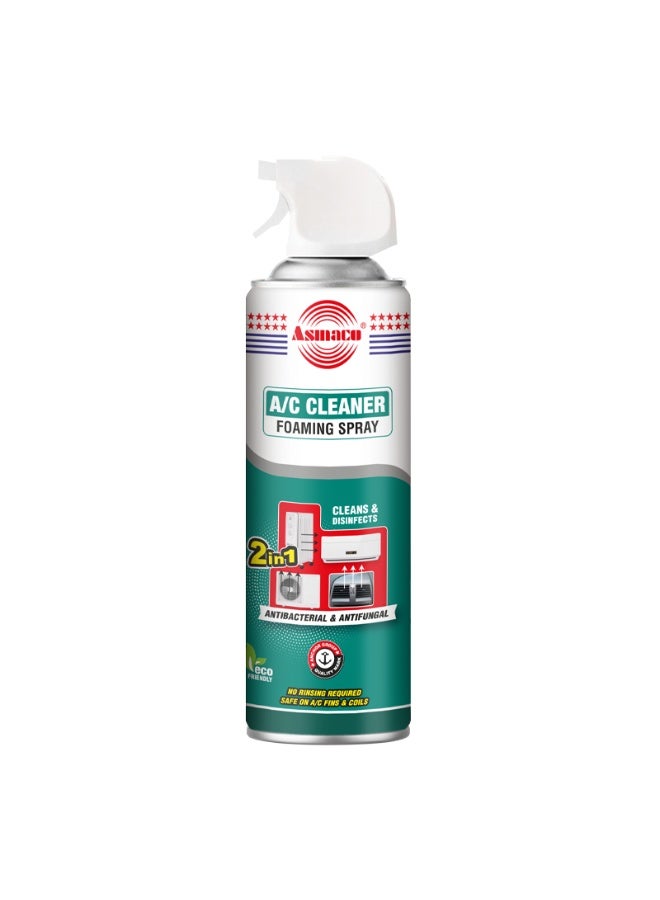 Asmaco AC Foam Cleaner Spray-Air Conditioner Cleaner-Home & Car AC Cleaner-Anti Bacterial,Anti Fungual-500ml-Kills fungus and bacteria,removes bad smell-Powerful and Multi-Purpose Air Conditioner Coil, Vent & Filter Cleaner for Car, Home & HVAC Systems - Image 1