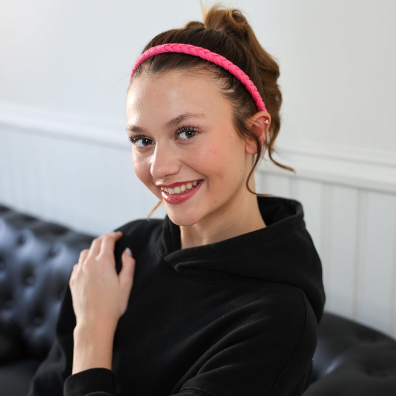 FROG SAC 4 Braided Headbands for Girls, Adjustable Braid Head Bands for Kids, Stretch Elastic Headband, Fabric Hairband Hair Accessories for Women, Easter Basket Fillers Stocking Stuffers (Solid) - Image 2