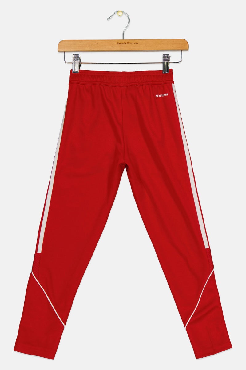 Adidas سروال رياضي لكرة القدم للأطفال الأولاد بشعار العلامة التجارية، أحمر - Image 3