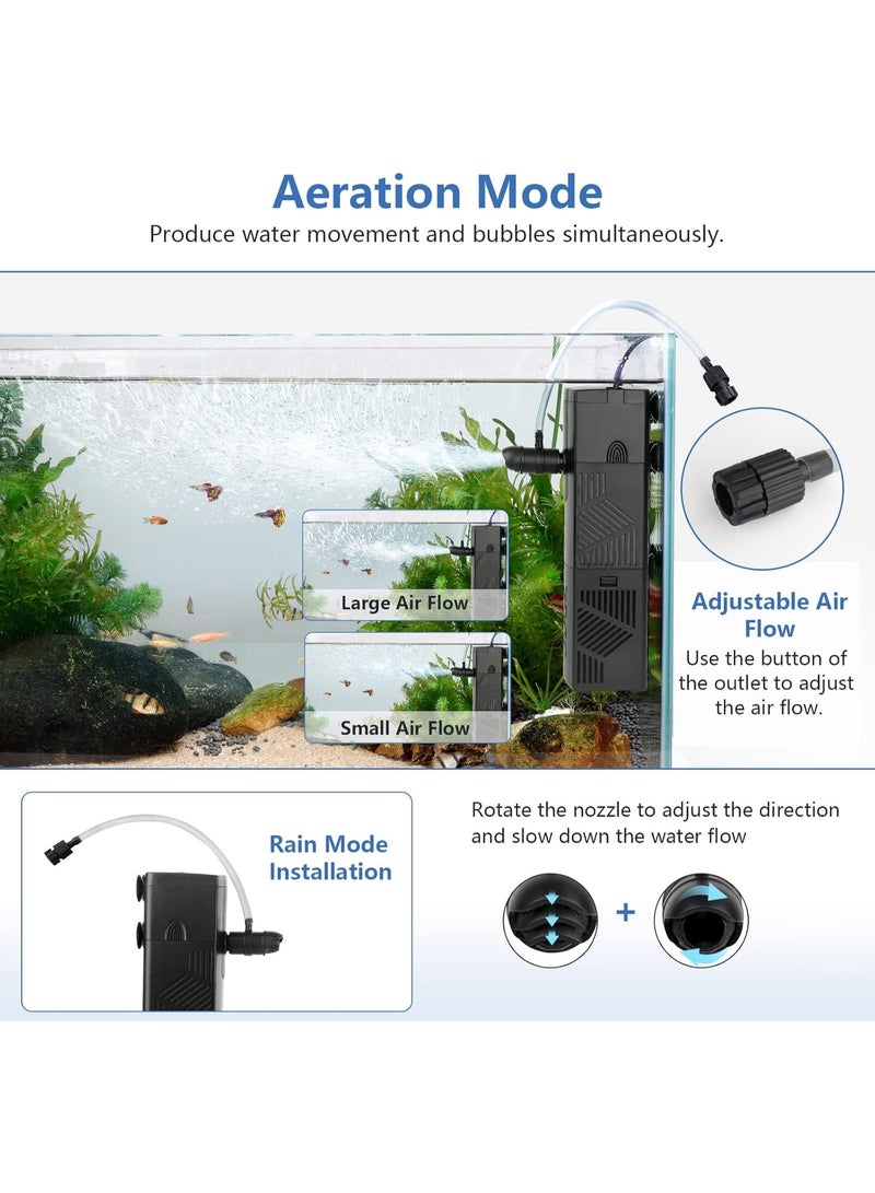 CMGTYYD. مرشح داخلي للأحواض المائية، مرشح كهربائي قابل للغمر وقابل للتعديل مع وظائف متعددة، مرشح إسفنجي كيميائي حيوي فائق الهدوء لحوض أسماك سعة 10 إلى 20 جالونًا (120 جالونًا في الساعة، لسعة 10-20 جالونًا) - Image 5