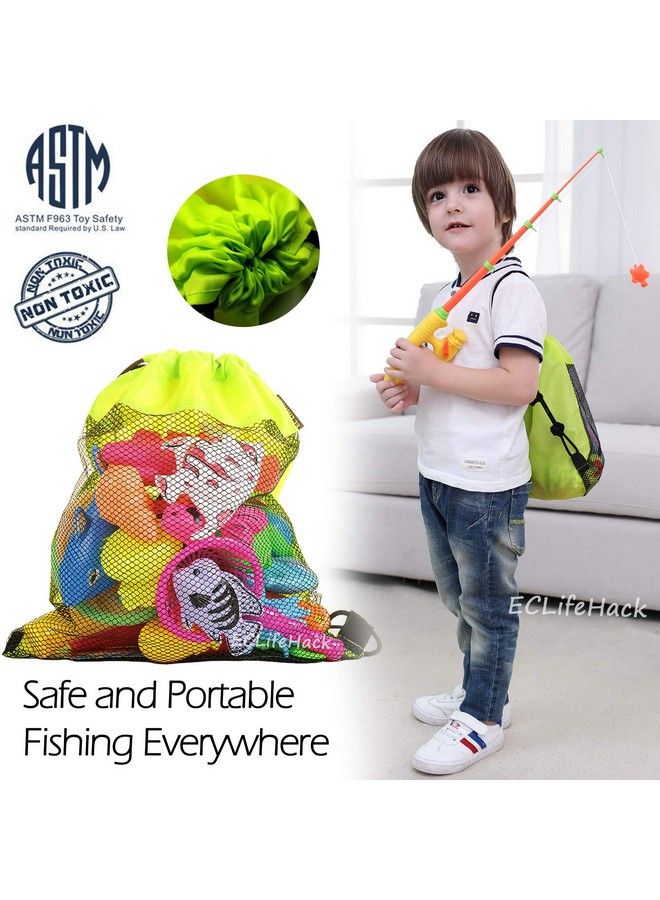 Magnetic Fishing Game For Kids Bath Pool Toys Set For Water Table Learning Education Fishin For Bathtub Fun With 4 Squeak Rubber Animal And Boat, Poles Rod Net Fishes For Kids Age (Green) - Image 4