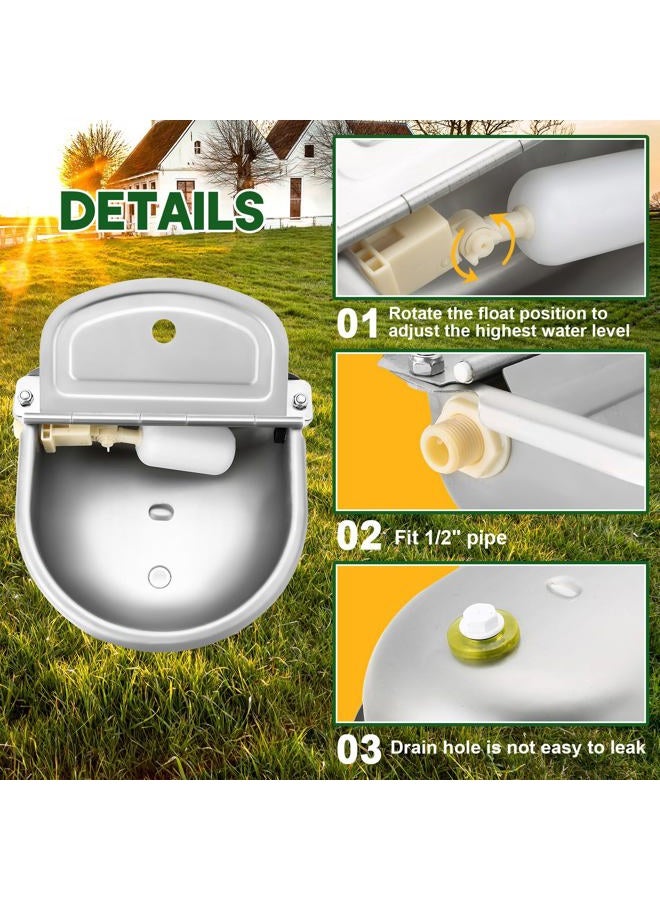 MAOPINER Automatic Waterer Bowl Farm Grade Stainless Stock Waterer Horse Cattle Goat Sheep Dog Water (Without Drainage Hole) - Image 4