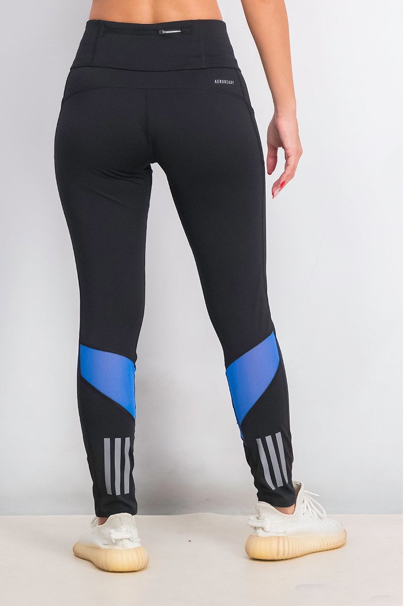 Adidas سروال رياضي نسائي ضيق، ليجنغ، أسود وأزرق - Image 4