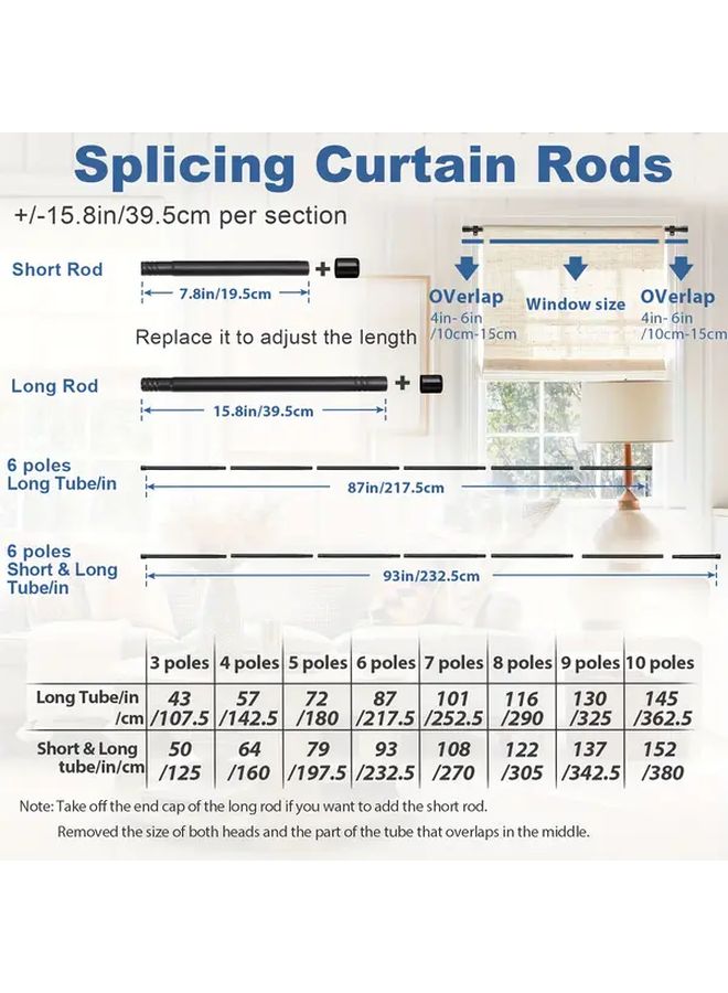 2 Pack Adjustable Curtain Rod For Windows 30 To 43 Inches 5 8 Inch Sturdy Metal Pole Indoor Outdoor Curtains Includes Brackets Modern Simple Decor Matte Black Finish - Image 3