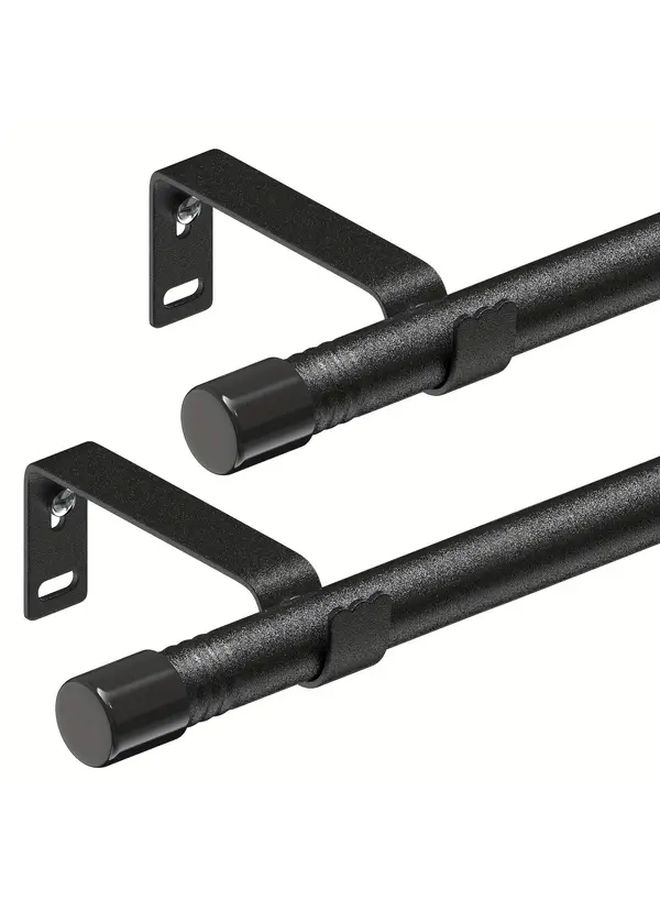 2 Pack Adjustable Curtain Rod For Windows 30 To 43 Inches 5 8 Inch Sturdy Metal Pole Indoor Outdoor Curtains Includes Brackets Modern Simple Decor Matte Black Finish - Image 1