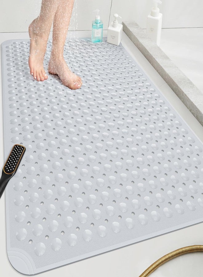 OTHWAY Extra Large Shower Mat 47"x 32", TPE Non Slip Shower Mat for Shower Stall, Inside Walk in Shower Mats with Drain Holes Suction Cups, Anti-Slip for Elderly Kids (Light Grey) - Image 1