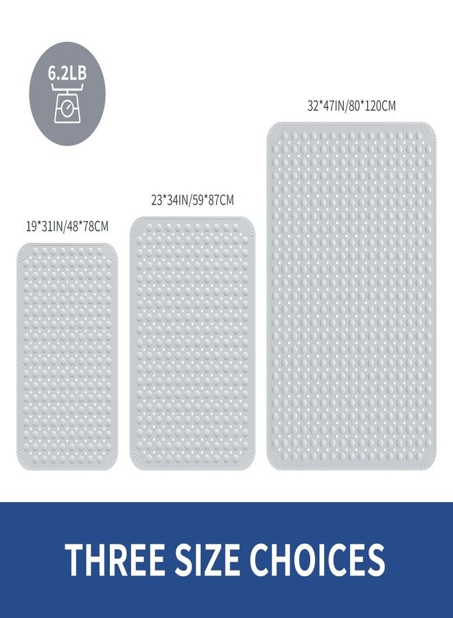 OTHWAY Extra Large Shower Mat 47"x 32", TPE Non Slip Shower Mat for Shower Stall, Inside Walk in Shower Mats with Drain Holes Suction Cups, Anti-Slip for Elderly Kids (Light Grey) - Image 2