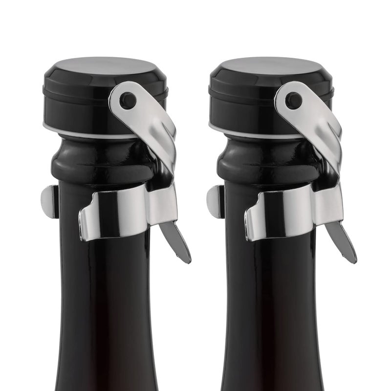WOTOR ChampagneWine Bottle Stoppers Stainless Steel with Food Grade Silicone Leak Proof Keep Fresh Reusable Saver Cork Suitable for Wine Champagne Cava Prosecco and Sparkling 2 Pack Silver