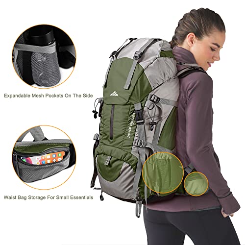 Loowoko 50L Hiking Backpack, Waterproof Camping Essentials Bag with Rain Cover, 45+5 Liter Lightweight Backpacking Back Pack - Image 5