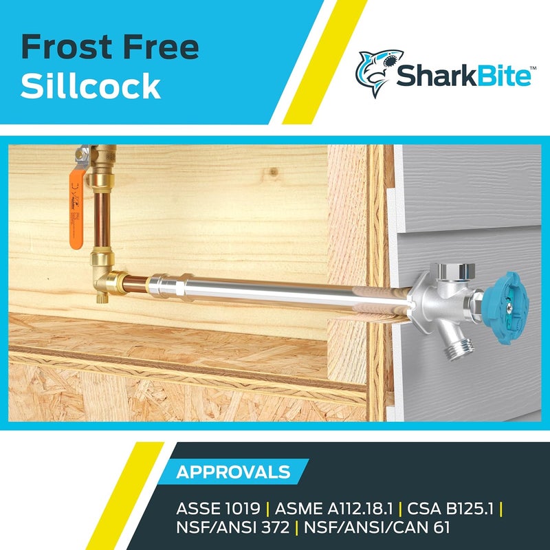 SharkBite 18 Inch Frost Free Sillcock, 1/2 x 3/4 Inch MHT, Push to Connect Brass Plumbing Fitting, PEX Pipe, Copper, CPVC, PE-RT, HDPE, 24638LF - Image 4
