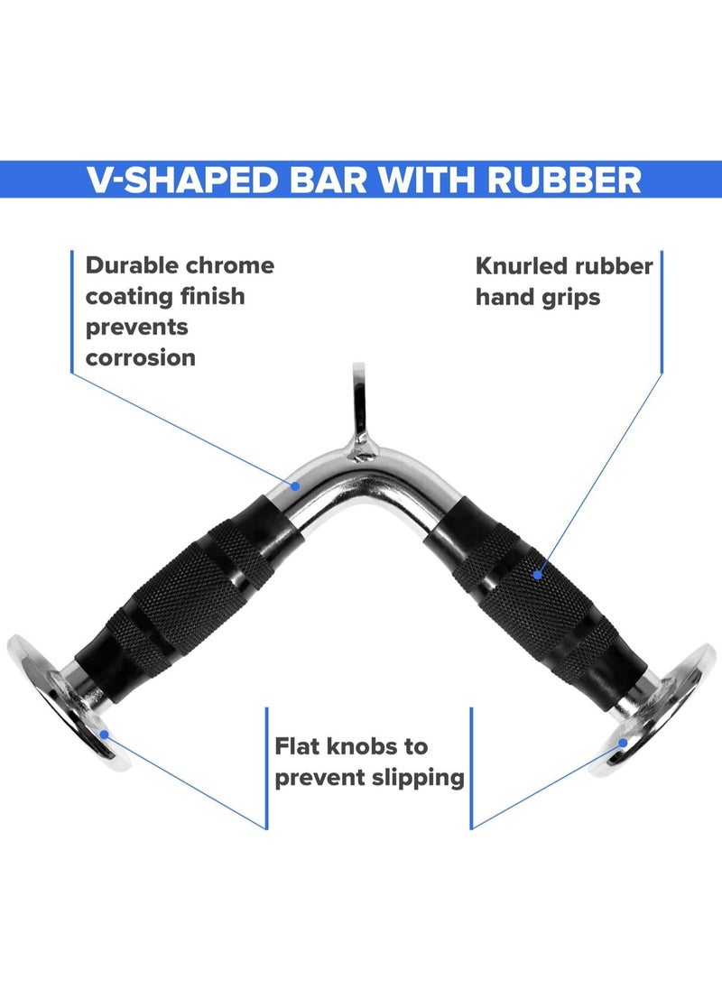 KYD - Tricep Press Down V Bar Cable Attachment With Non-slip Rubber Handle| V-Shaped Exercise Bar Stregnth Training Attachment For Home Gym Weight Lifting - Image 1