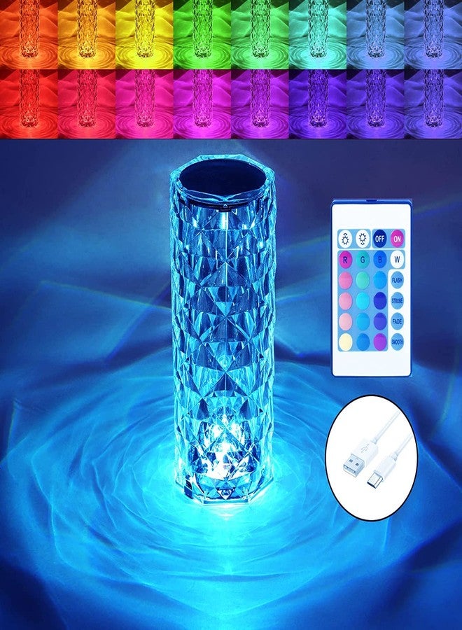 KSBOY Crystal Diamond Table Lamp Rechargeable Color Changing, Touch Control Creative Rose LED Ambient Night Light, Modern Bedside lamp Home Candlelight Dinner Decoration (16 Colors Changing Mode) - Image 2