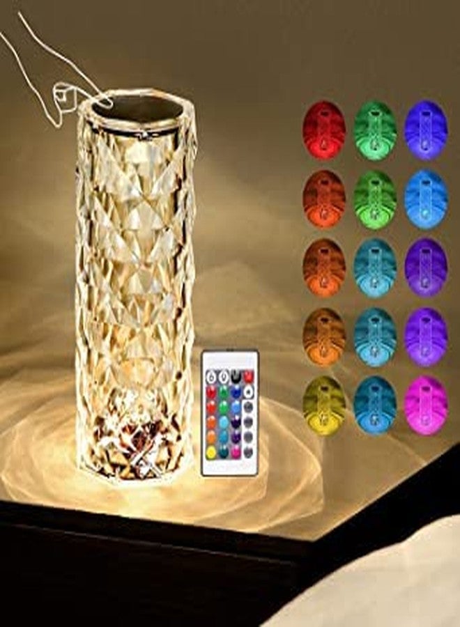 KSBOY Crystal Diamond Table Lamp Rechargeable Color Changing, Touch Control Creative Rose LED Ambient Night Light, Modern Bedside lamp Home Candlelight Dinner Decoration (16 Colors Changing Mode) - Image 3
