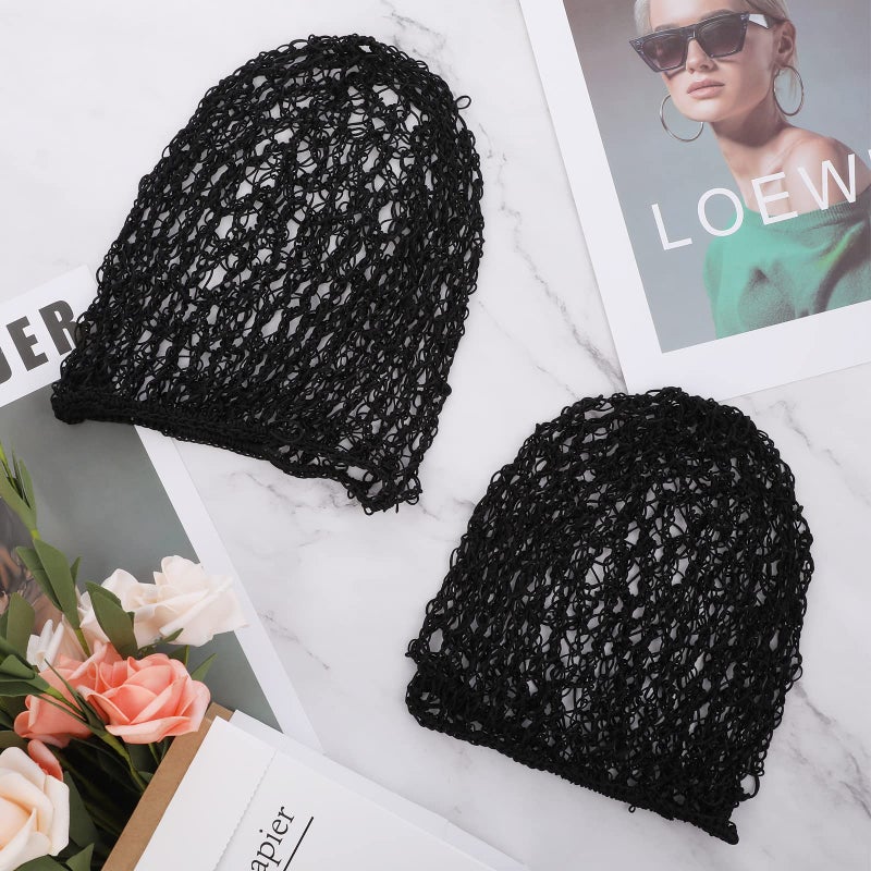 WLLHYF Mesh Rayon Knit Snood Hat Crochet Hair Wraps Sleep Cap Large Hair Cover Ornament Accessory - Image 4