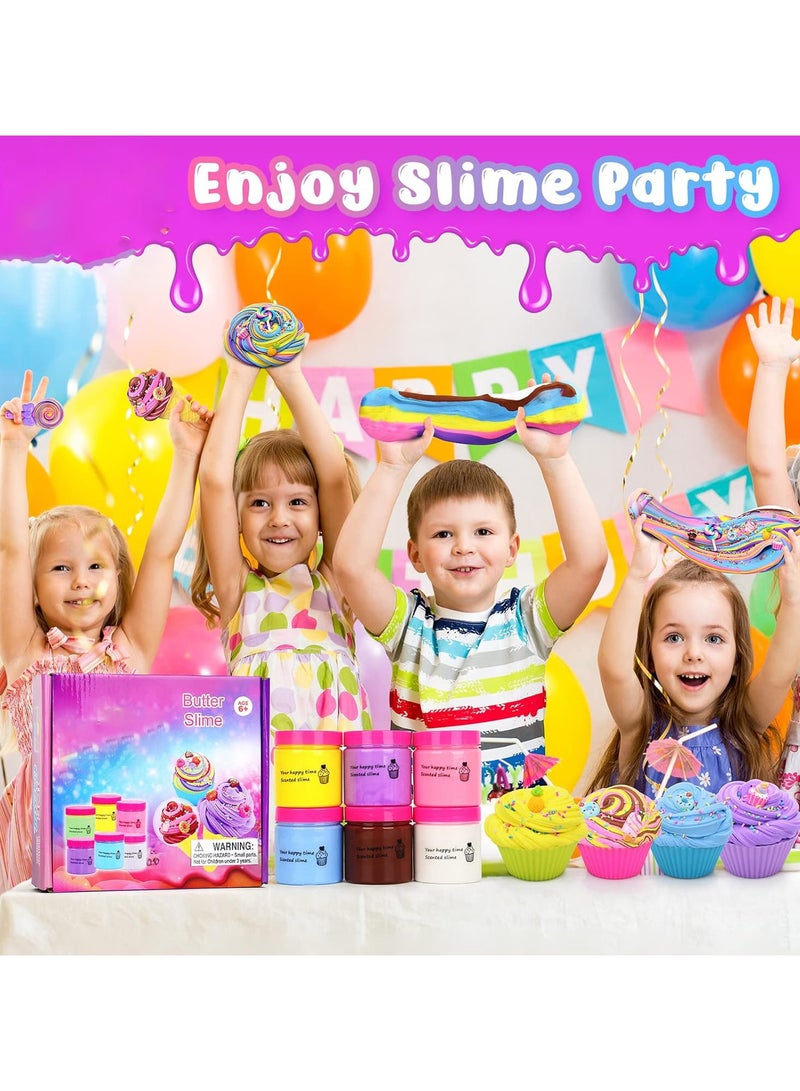 سيمدو طقم سلايم آيس كريم للأطفال – 6 ألوان من السلايم المنفوخ الناعم، لعبة DIY معطرة، هدية مثالية للبنات والأولاد، لتخفيف التوتر وتنمية الإبداع - Image 3