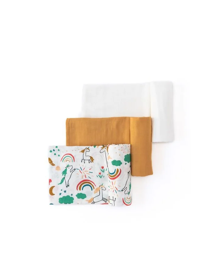Anvi Baby Anvi Baby  Set of 3 Organic Bamboo Swaddle Unicorn Dreams