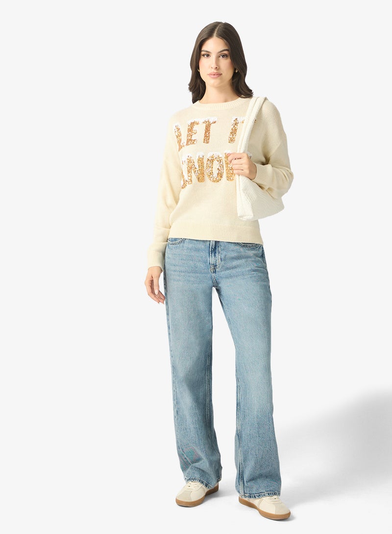 VERO MODA Christmas Sequin Detail Sweater - Image 4