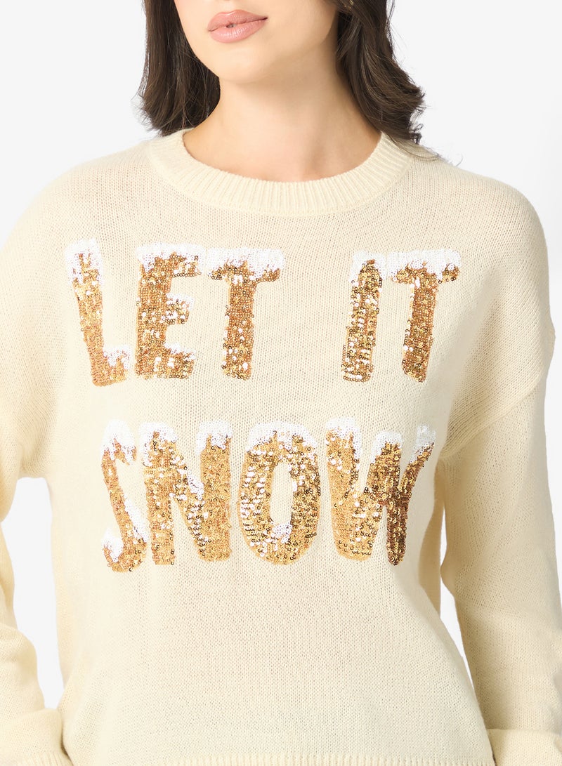 VERO MODA Christmas Sequin Detail Sweater - Image 3