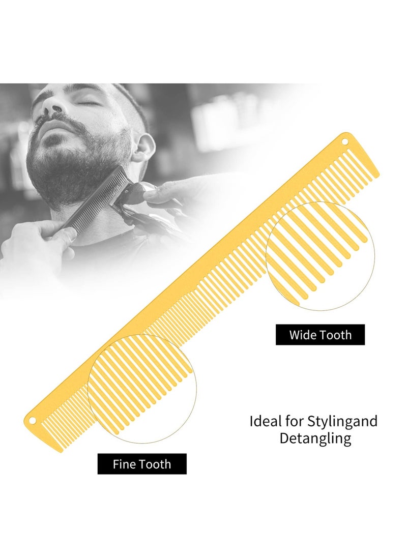 SYOSI 3 Pieces Metal Comb and Barber Brush Set, Stainless Steel Barber Flat Top Comb Fine Styling Cutting Comb Barber Cleaning Brush for Men Women Salon - Image 2