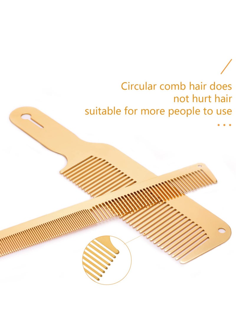 SYOSI 3 Pieces Metal Comb and Barber Brush Set, Stainless Steel Barber Flat Top Comb Fine Styling Cutting Comb Barber Cleaning Brush for Men Women Salon - Image 3