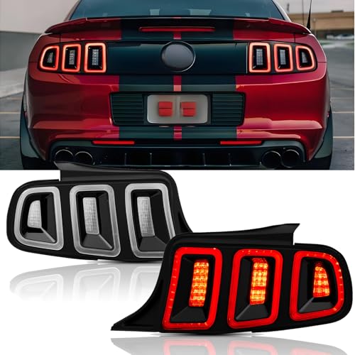 corkiauto LED Tail Lights Assembly Compatible with 2010 2011 2012 2013 2014 Ford Mustang Taillights Rear Brake Lamp, Black Housing Clear Lens - Image 1